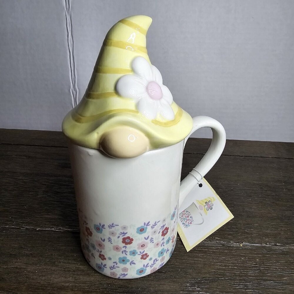 Carrot Patch Cottage Gnome Spring Pastel Figural Mug Floral Farmhouse Easter